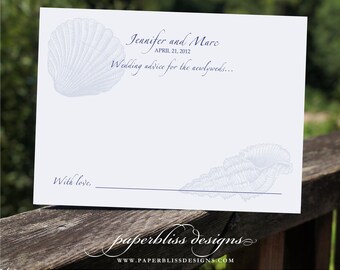 Custom Printed Seashore Wedding Advice Cards, Words of Wisdom Keepsake for the Bride and Groom | Unique Nautical Beach Guest book ideas