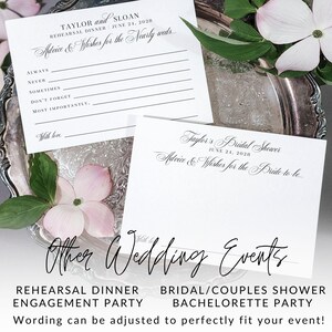 Wedding Advice Card wedding wishes bridal shower game wedding advice and wishes advice guest book card words of wisdom rehearsal dinner MZT image 6