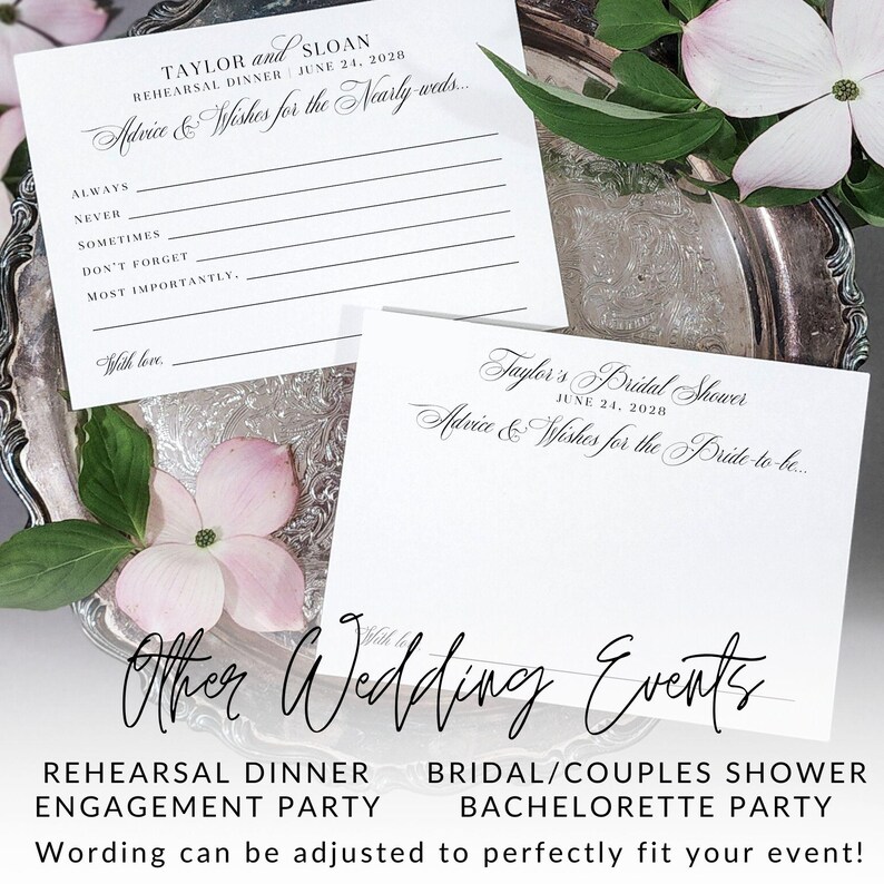 Wedding Advice Card wedding wishes bridal shower game wedding advice and wishes advice guest book card words of wisdom rehearsal dinner MZT image 6