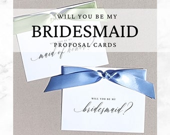 Bridesmaid Proposal Card, Will you be my bridesmaid card asking will you be my maid of honor proposal bridesmaid gift box dusty blue green