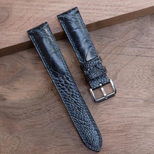 Dark navy Ostrich leg Leather Watch Strap-Handmade leather watch strap.Personalized,Custom Watch Strap.All Size. 22mm,20mm,19mm