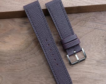 Correa de reloj de piel Epsom morada: hecha a mano, tamaño personalizado, disponible en todos los tamaños.