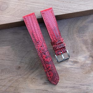 Lizard red Leather Watch Strap-Handmade leather watch strap. Personalized Watch Strap, Custom Watch Strap.All Size. 22mm,20mm,19mm.17mm