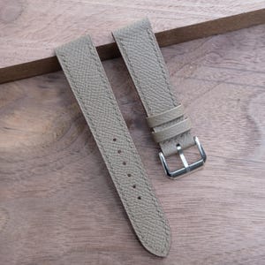 Taupe Epsom Leather Watch Strap-Handmade leather watch strap. Personalized Watch Strap, Custom Watch Strap.All Size. 22mm,20mm,19mm