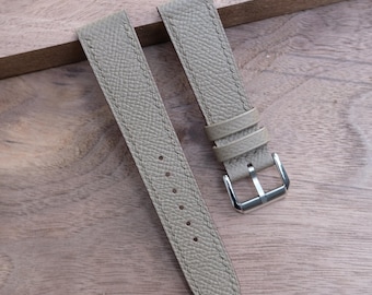 Taupe Epsom Leather Watch Strap: Handmade French Zermatt Lining.Personalized,Custom.All Size