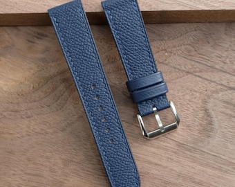 Navy Blue Epsom Leather Watch Strap: Handmade Custom Band.Personalized.All Size