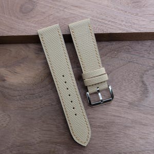 Beige Epsom Leather Watch Strap-Handmade leather watch strap. Personalized Watch Strap, Custom Watch Strap.All Size. 22mm,20mm,19mm