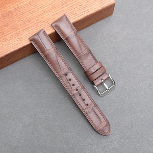 Brown Alligator Leather Watch Strap-Handmade leather watch strap.Leather Watch Band, Personalized Watch Strap, Custom Watch Strap.All Size.