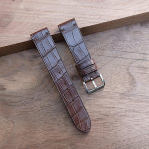 Brown Alligator VietNam slim Leather Watch Strap-Handmade leather watch strap,Personalized Watch Strap, Custom Watch Strap.All Size.