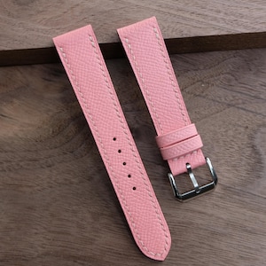 Light Pink Epsom Leather Watch Strap-Handmade leather watch strap. Personalized Watch Strap, Custom Watch Strap.All Size. 22mm,20mm,19mm