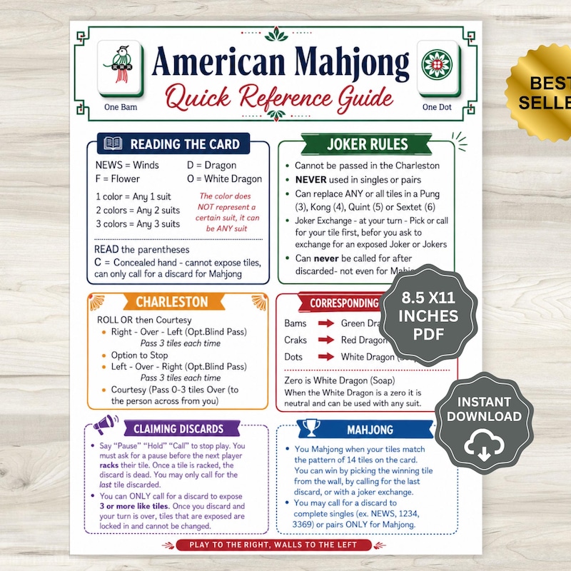 Mahjong Card.pdf Printable 2026 Mahjong Card Pdf - Etsy