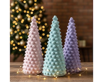 Christmas Tree Crochet Pattern, Bobble Christmas tree crochet pattern, Home decor holiday gift, Winter crochet patterns, Christmas amigurumi