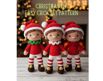 Weihnachts Elfe Häkelanleitung, Amigurumi Puppe PDF, Instant Download, Weihnachten Häkelanleitung, Weihnachtselfen, Amigurumi Elfe gehäkelt