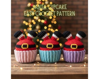 Christmas Crochet pattern, Christmas cupcake crochet pattern, christmas tree crochet pattern,  Christmas amigurumi pattern, Crochet pattern