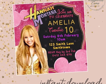 Hannah Montana Birthday Invitation Editable Printable