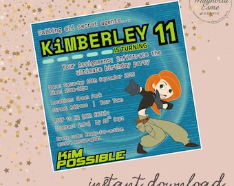 Kim Possible Birthday Invitation Editable Printable