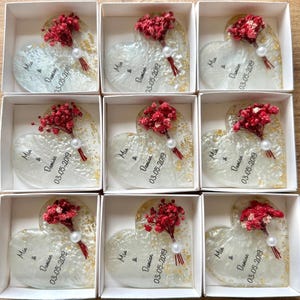 Aimant personnalisé pour invité, aimant époxy avec boîte, cadeau de mariage pour invité, aimant avec fleur sèche, cadeau islamique, cadeau de mariée