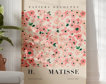 Henri Matisse Stampa floreale rosa / Arte murale moderna / Stampa botanica astratta / Download digitale