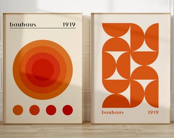 Bauhaus Geometric Print Set | Mid Century Modern Wall Decor (Digital Download)