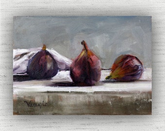 Brown Figs Oil Painting Large Wall Art Print, Modern Country Kitchen Wall Decor, Rustic Dining Room Home Decor, Food Art Prints
