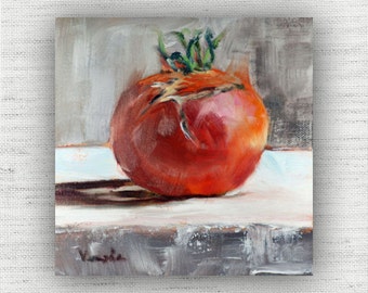 Large Canvas Still Life, Tomato Painting Prints, Rustic Farmhouse Kitchen Decor, Modern Country wall art, Living Room Food Artwork