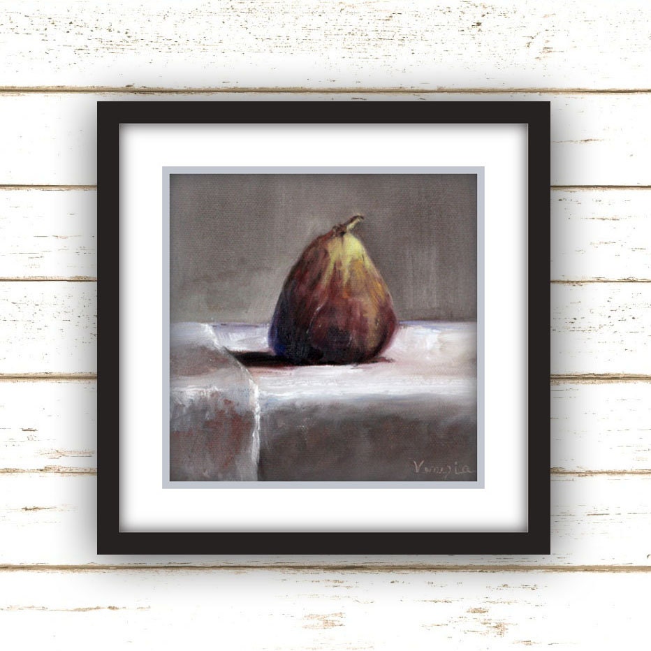 Brown Gray Fig Art Print Country Chic Home Decor Farmhouse