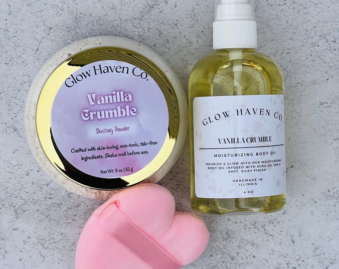 Vanilla Crumble Body Oil & Dusting Powder Set: Warm Sugar Cookie Scent