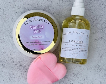 Vanilla Silk Body Oil & Dusting Powder Duo: Warm Brown Sugar Fragrance