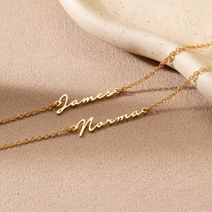 Pulsera de cadena personalizada, pulsera con nombre sencillo para mujer, pulsera con letras hecha a mano, pulsera con nombre familiar, regalo para dama de honor, regalo para el Día de la Madre