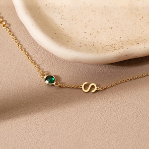 Pulsera con letra personalizada, pulsera con inicial de nacimiento, pulsera de oro personalizada, pulsera con nombre de madre, regalo de boda, regalo de San Valentín