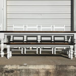 The Hudson Farmhouse Table FULL Set with Ladder back Chairs and a bench