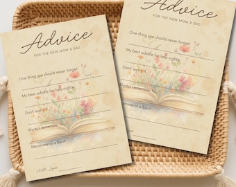 Book Themed Baby Shower Game | Advice for Parents-to-Be Printable | New Mom & Dad Advice Cards | Baby Shower Activity PDF | Instant Download