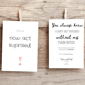 Cartão de proposta de padrinho engraçado, convite de casamento personalizado para madrinha de casamento, convite para comitiva, convite de casamento para impressão faça você mesmo, estilo boho
