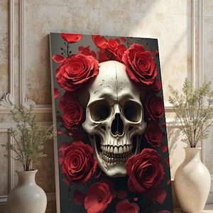 Skull & Roses Art - Gothic Romantic Digital Print