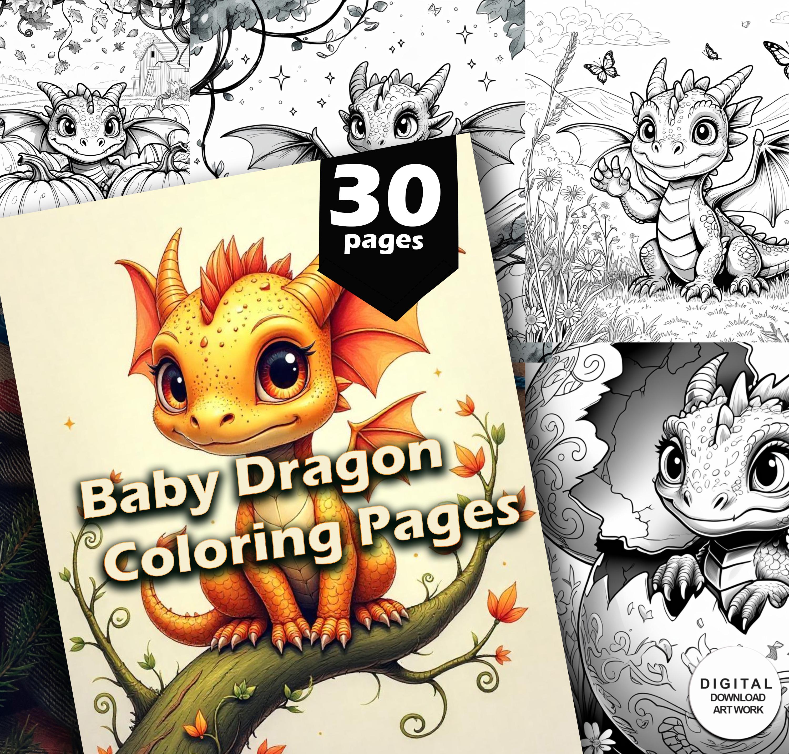 Dragon coloring page - Etsy België, image size:3000x2864