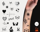 Mystic Tattoo Bundle – 16 Minimalist Black Ink Digital Designs