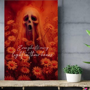 Gothic Gänseblümchen Geist Print: Cottagecore Halloween Dekoration