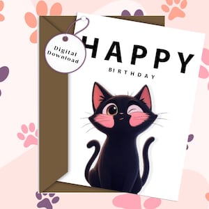 Printable Cute Cat Birthday Card