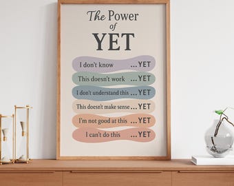 The Power of Yet Poster: Growth Mindset Classroom Decor (Digital Download)