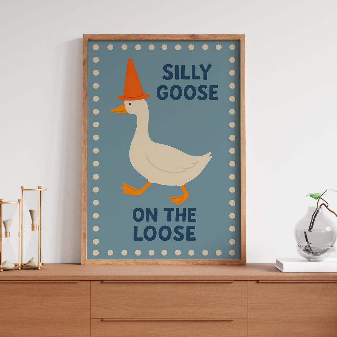 Silly Goose Printable Wall Art for Boys Nursery Blue Farm Animal Cute ...