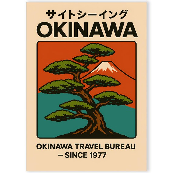Okinawa Travel Poster Japan Wall Art Vintage Tourism Print Retro