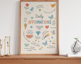 Positieve affirmatie afdrukbare poster kunst aan de muur motiverende klas decor Calm Down Corner schoolbegeleider educatieve print