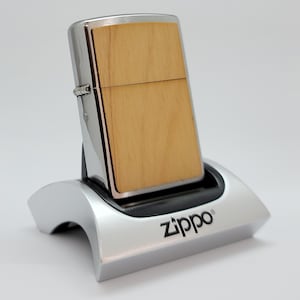 Zippo Woodchuck Lighter Birch Wood Brushed Chrome New in Box Collectible Eco-Friendly
