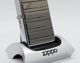 Vintage 2003 Zippo Horizontal Waves Brushed Chrome Lighter  Made in USA, Original Box New