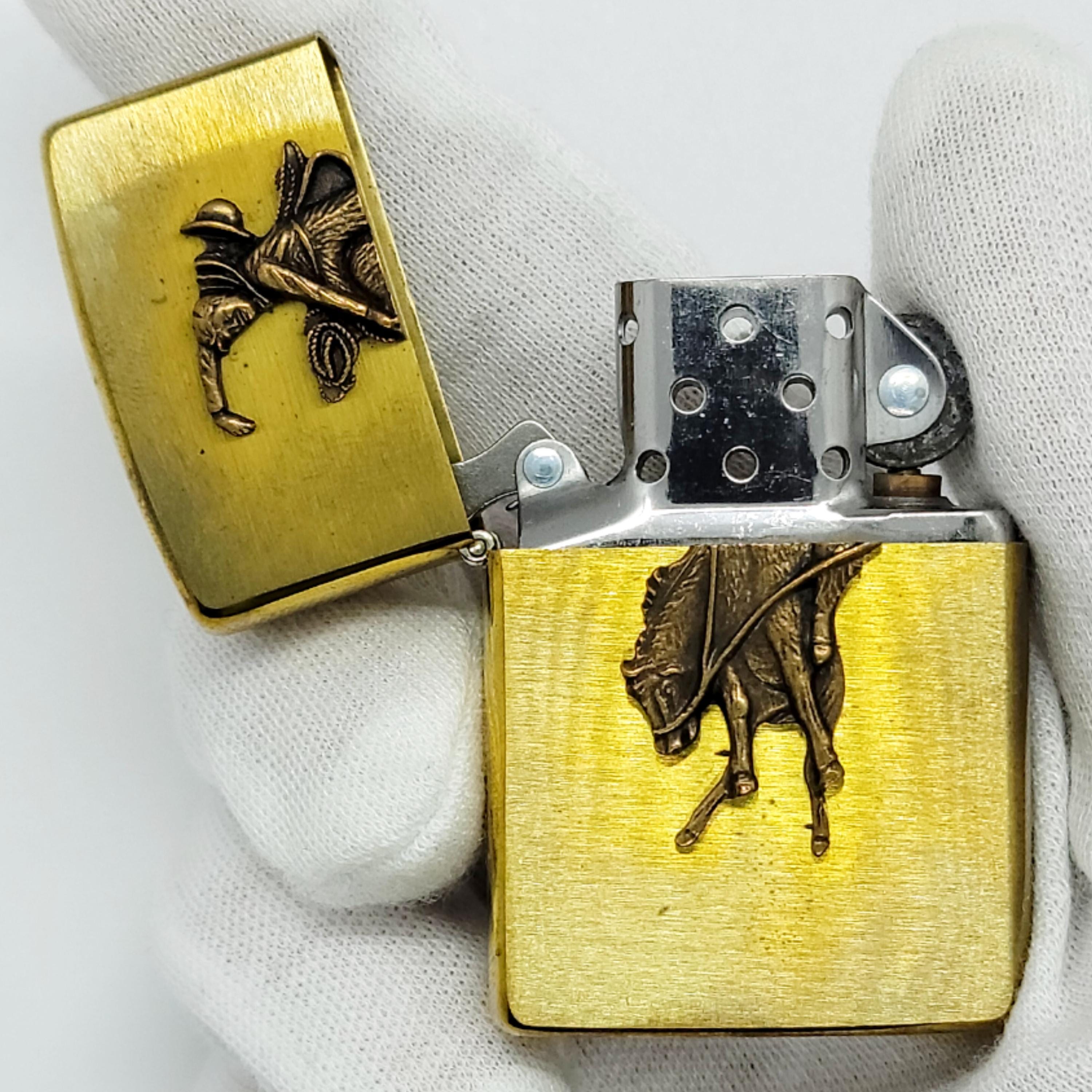 Vintage 1994 Marlboro Zippo Lighter Bucking Bronco Cowboy Solid 