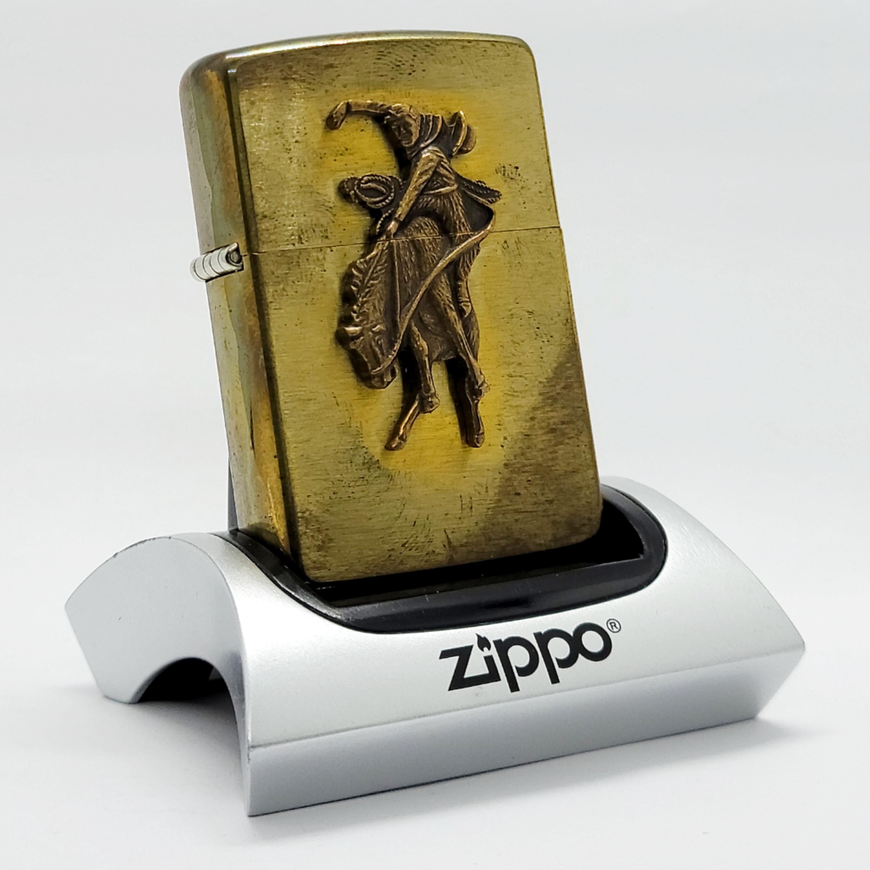 Vintage 1994 Marlboro Zippo Lighter: Bucking Bronco Cowboy Design 