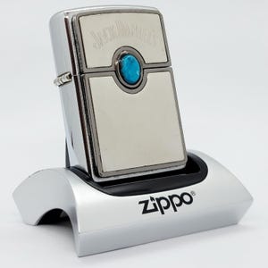 Vintage 2004 Zippo Lighter: Jack Daniel&#39;s Turquoise Stone, Collectible Memorabilia
