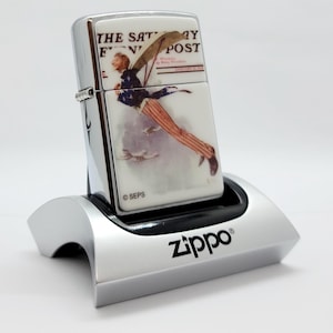 Vintage 2002 Zippo Lighter Norman Rockwell Saturday Evening Post Flying Uncle Sam Rare Collectible
