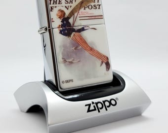 Isqueiro Zippo Vintage 2002 Norman Rockwell Saturday Evening Post Flying Uncle Sam Raro Colecionável