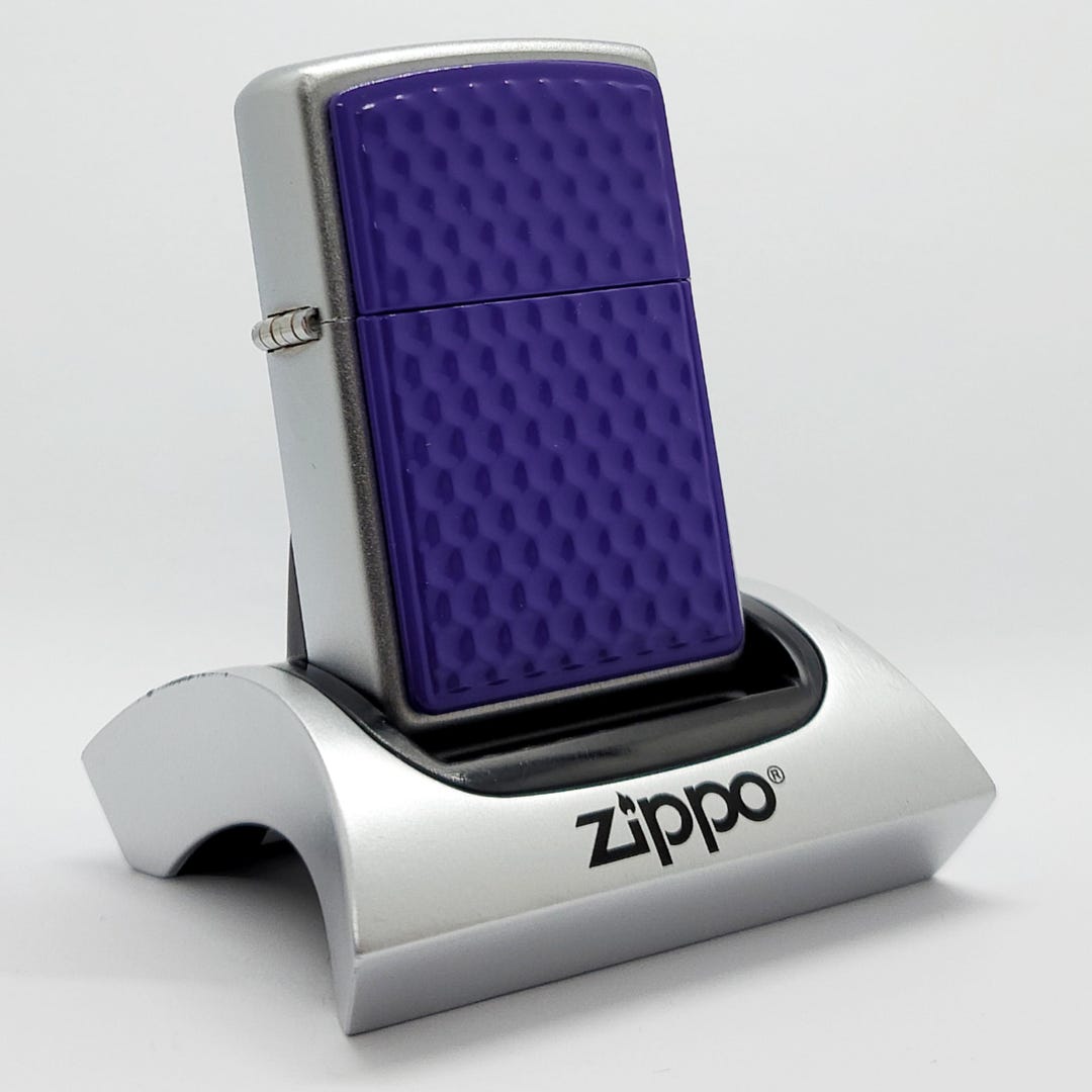 Vintage 2005 Zippo Lighter Purple Craters Satin Chrome Collectible
